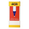 School Smart Round Stick Pen, Fine Tip, Blue, Pack of 12 PK AA949M-12BLUE-F